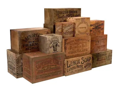 Old Wood Boxes Low-poly 3D model