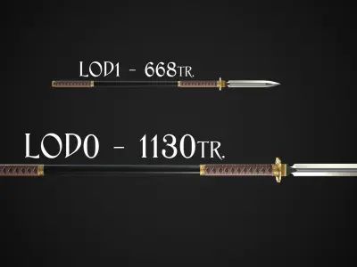 Spear and Glaive A1 Low-poly 3D model