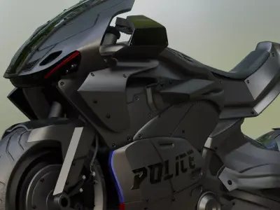 Sci-Fi Police Motorcycle 3D model