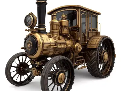 Steampunk Industrial Heavy Tractor 3D Model Low-poly 3D model