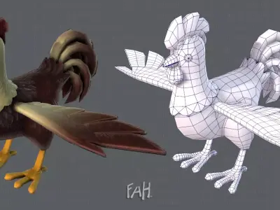 Chicken cartoon baseV02 Low-poly 3D model