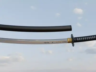 Katana samurai sword in sky 3D model