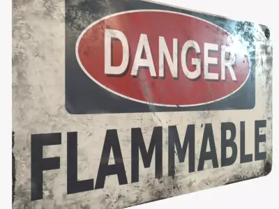 Sign Danger Flammable Game Ready PBR Textures 3D model Low-poly 3D model