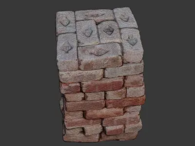 Antique Stamped Brick Stack  Low-poly 3D model
