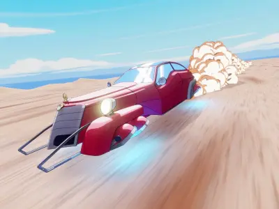 Sci-FI old car Animation Free low-poly 3D model