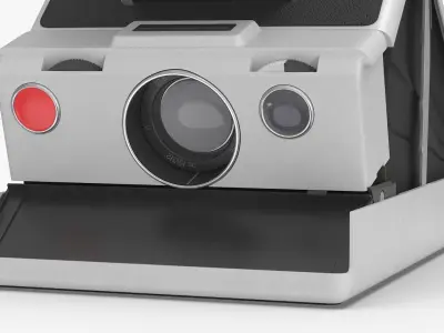 Retro Instant Camera Folding Type White Black Rigged for Maya 3D model