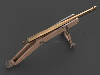 Medieval 16th century falconet cannon on mount Low-poly 3D model