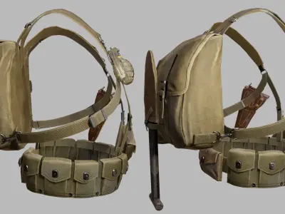 WW2 US tactical vest Low-poly 3D model