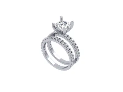 Solitair Ring Bridal Set 3D print model 48