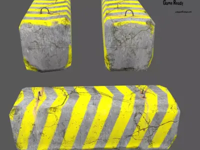 barrier striped block Low-poly 3D model