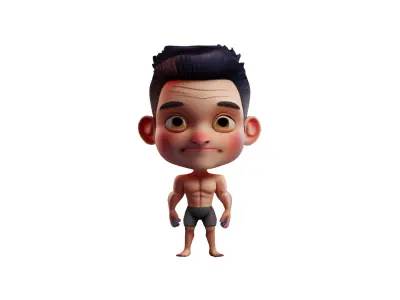 3d rendered cartoon character of a muscular man 3D model