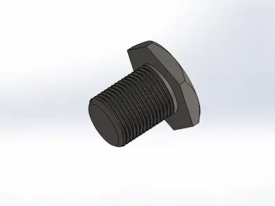 Hexagonal Head threaded bolt Free 3D model