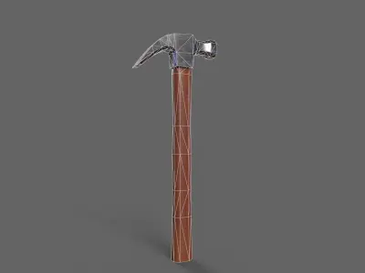 PBR Claw Hammer Wood2 Low-poly 3D model
