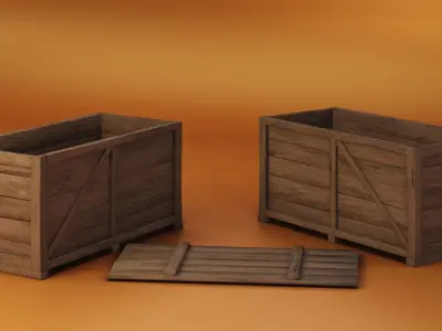 Medieval Wooden Crates Low-poly 3D model