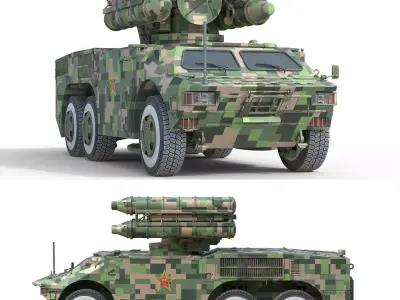 HQ-7B Chinese Air Defense Missile System  Low-poly 3D model
