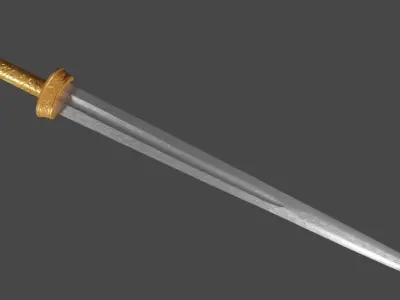 Excalibur sword with Langsax handle Low-poly 3D model