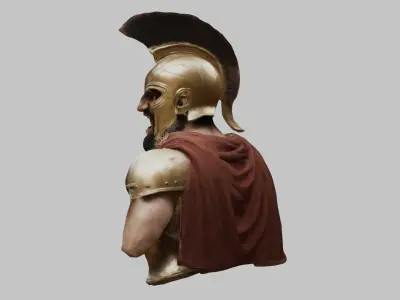 Leonidas King Head Bust SPartan Figure Low-poly 3D model