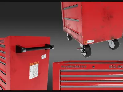 Rolling Tool Cabinet Low-poly 3D model