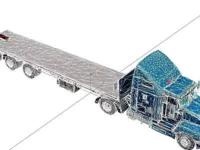 Kenworth W900 Classic Long Nose Semi Truck Model 3D model