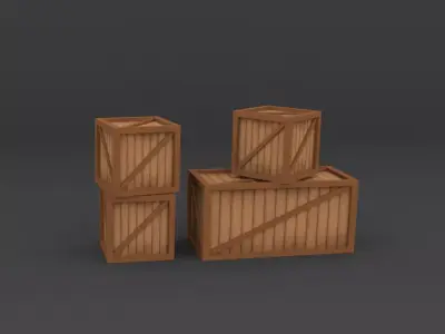 Wooden Boxes Low poly Game Ready Free low-poly 3D model