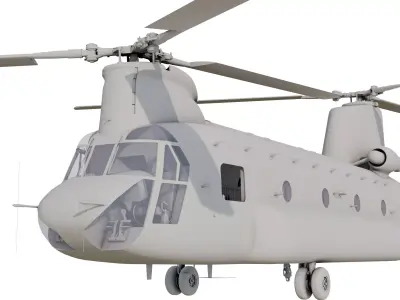 CH-47A Transport Helicopter with Cockpit Game Model Low-poly 3D model