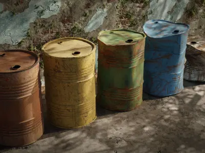 Industrial Metallic Barrel Pack - Game-Ready 3D Asset Low-poly 3D model
