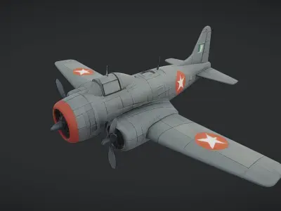military propeller airplane model 3D model
