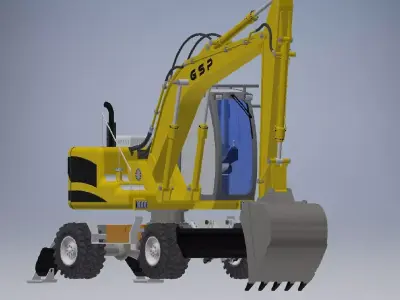 Wheeled Excavator  3d model  3D model