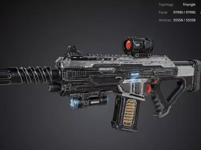 Futuristic Rifle 3D model 2