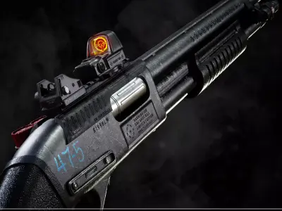 Remington 870 Pump-Action Shotgun Low-poly 3D model