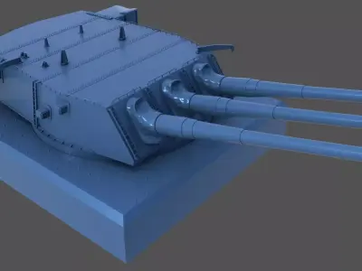USS Iowa 16-50 Mark 7 Turret - Personal license - 1-72 scale 3D print model