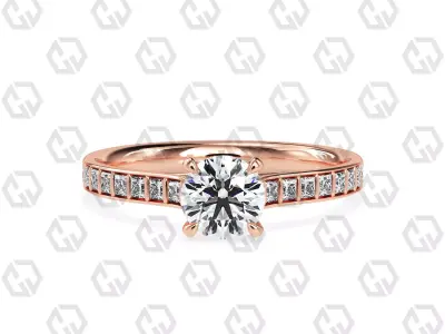 Ring 79 Round Shape and princess on shanks with Gems 3D print model