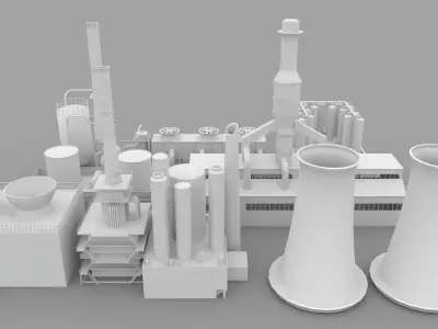 Low-Poly Industrial Plant 3D model