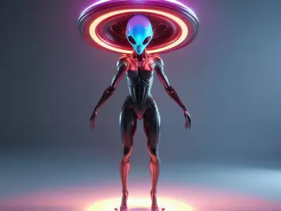 Glowing Neon Alien Device Core 3D model