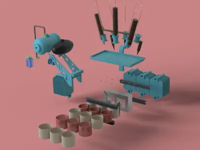 Electrical Transformer with Assembly 3D model