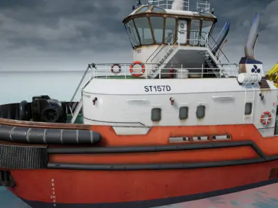 Tug Ship tugboat - low poly Low-poly 3D model