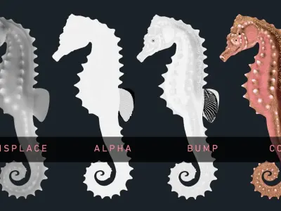 Game Ready Seahorse Low-poly 3D model