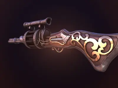 Steam punk sniper Low-poly 3D model