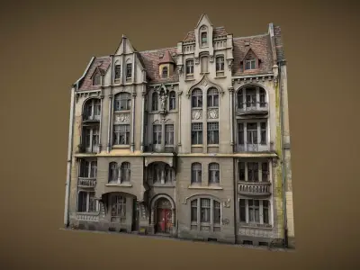 Facade of an Art Nouveau tenement house 01 3D model