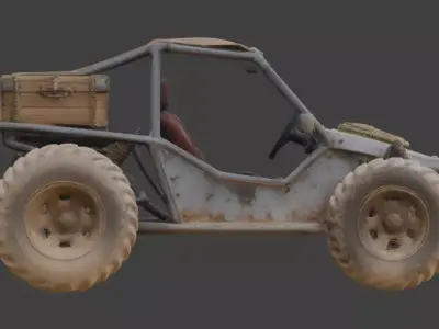 Post-Apocalyptic Desert Sand Buggy Low-poly 3D model