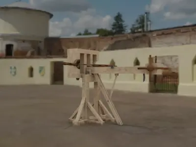 Lowpoly Ballista wooden machine Free low-poly 3D model