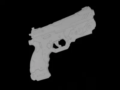 Futuristic Cyberpunk Pistol 3D Model Sci Fi Weapon  Low-poly 3D model