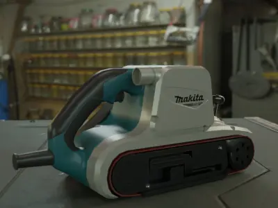 Realistic Power Tool Belt Sander 3D Model with PBR Texture Low-poly 3D model