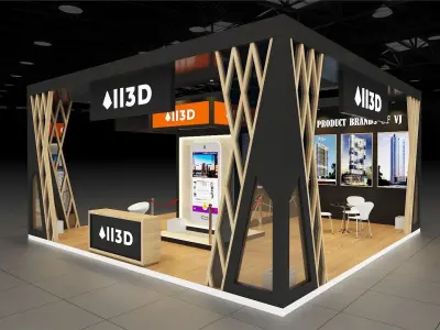 Exhibition Stand Stall Three Side Open 7X7 3D model