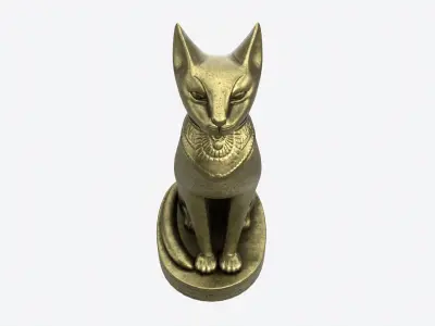 Egyptian Cat Statuette Patinated 3D model