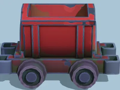 Stylized Mine Wagon - PBR Game Ready Low-poly 3D model