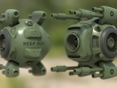 Sci-Fi  army drone  Low-poly 3D model