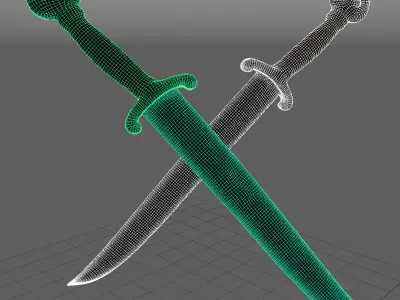 Fantasy Dagger Pack   Water and Metal Variants  PBR GameReady Low-poly 3D model