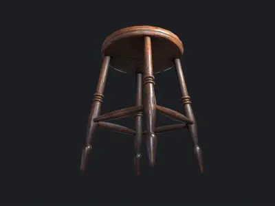 Antique Old Chair Low-poly 3D model