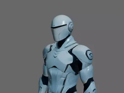 White Futuristic Sword Soldier 3D model